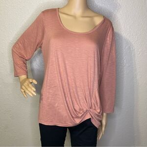 Maurices 3/4 Long Sleeve Heathered Blouse Peach Blush Color Size XL
